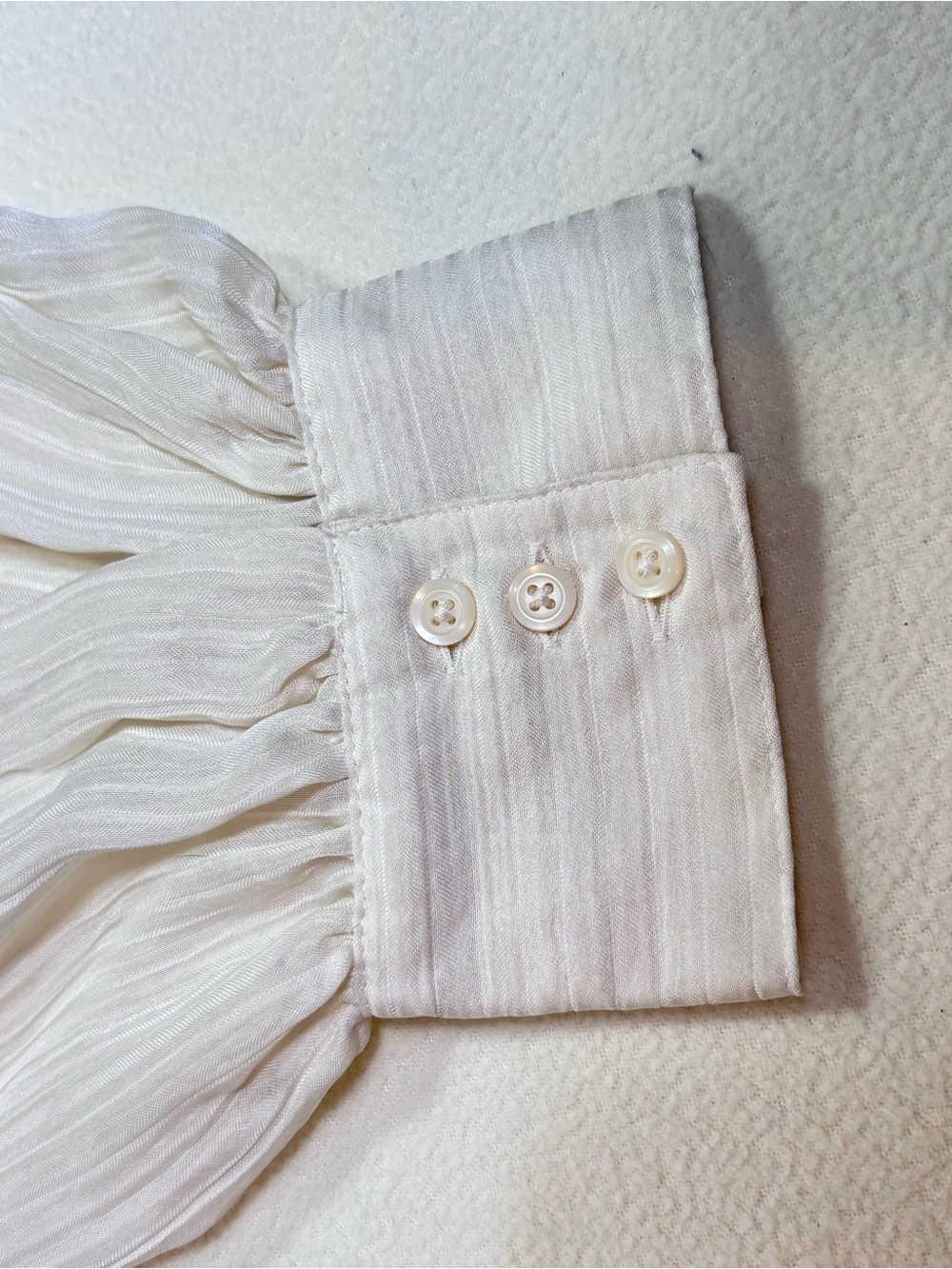 NWT Vintage Express Compagnie Internationale Ivory Tie Waist Romantic Blouse L - Picture 15 of 16